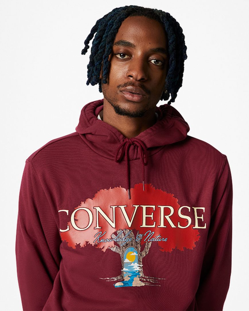 Mikiny S Kapucňou Converse Tree of Life Pullover Panske Tmavo Červené | SK CUSGD4